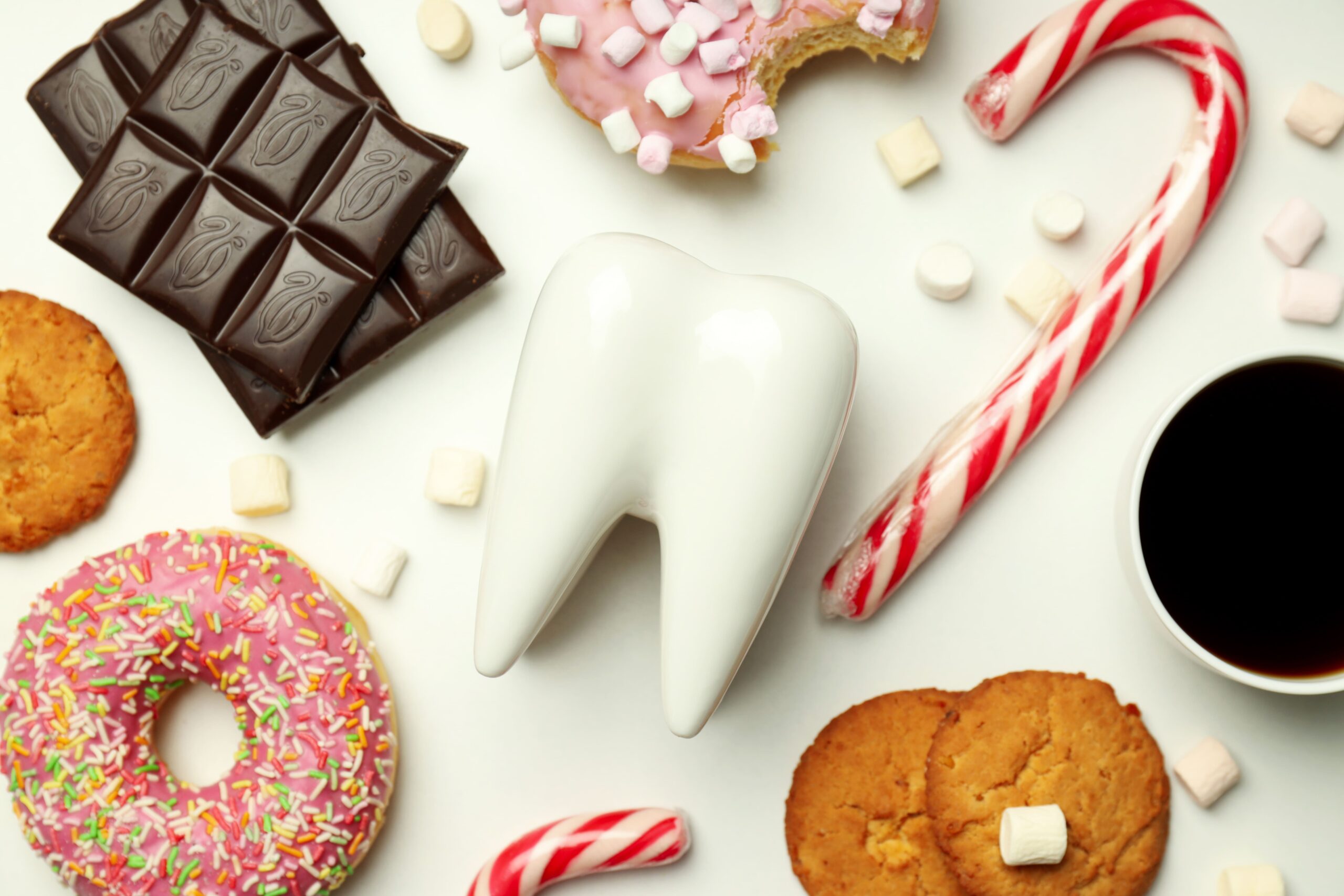 tooth around sugary foods